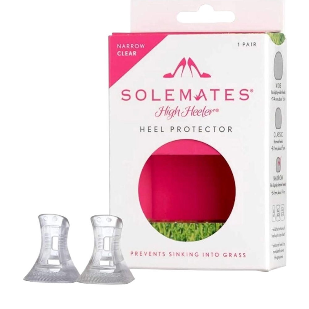 Solemates High Heeler Heel Protectors Wide Clear Heel Caps NIB Wedding
